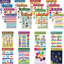 Preschool Learning Posters,Toddler Learning Activities Ages 2-4,Kindergarten Homeschool Back to School Supplies - Incl Alphabet, Colors, Shapes, Numbers, Farm Animals，Time and More for Distance Learning （8 Pieces, English Style）