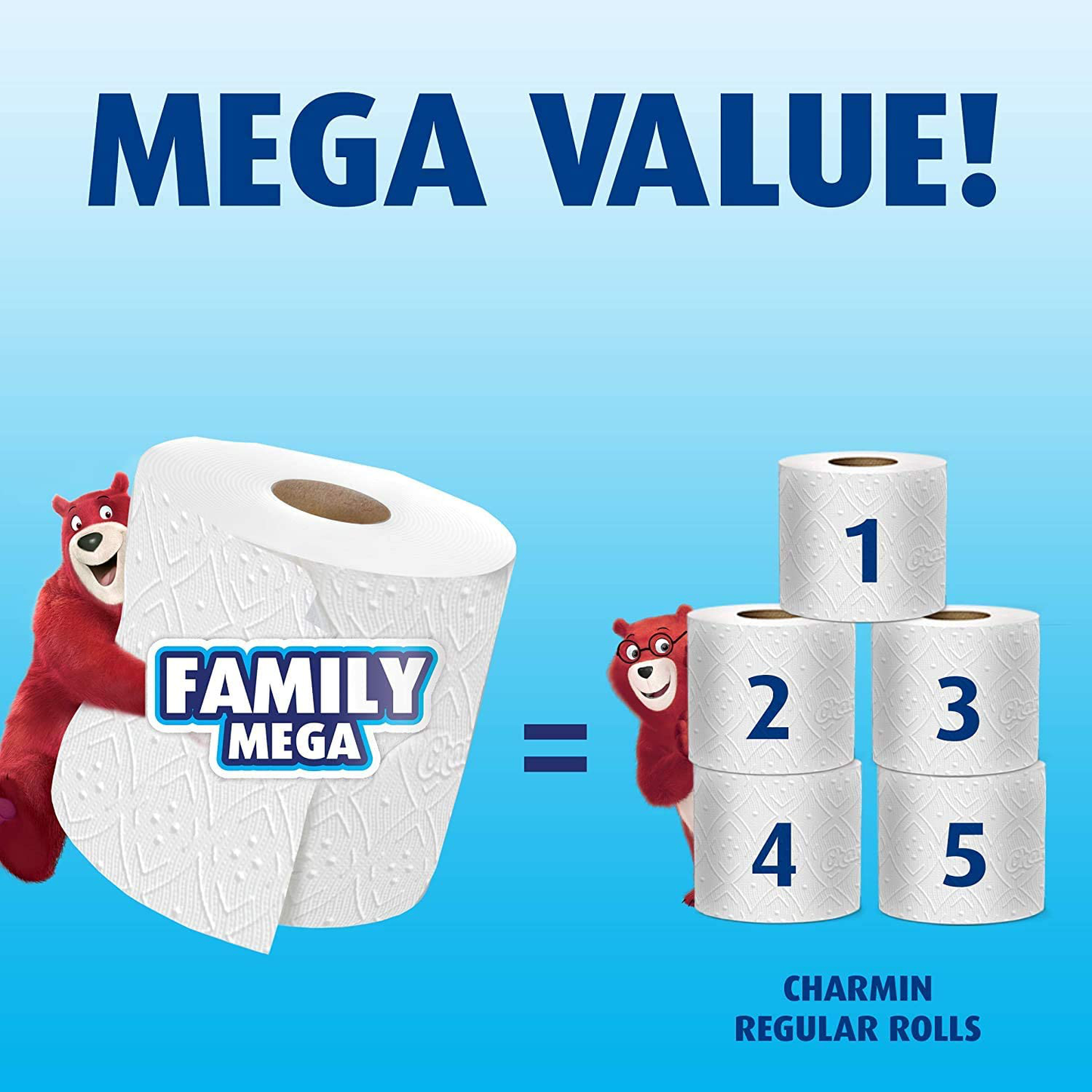 Charmin Ultra Strong Clean Touch Toilet Paper, 18 Family Mega Rolls = 90 Regular Rolls