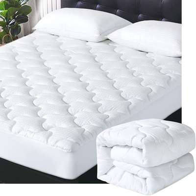 Full Size Mattress Pad Cotton Pillow Top Mattress Cover Quilted Fitted Mattress Protector Cooling Mattress Topper （8-21" Deep Pocket） White