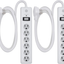 GE 6 Outlet Surge Protector, 10 Ft Extension Cord, Power Strip, 800 Joules, Flat Plug, Twist-to-Close Safety Covers, White, 14092
