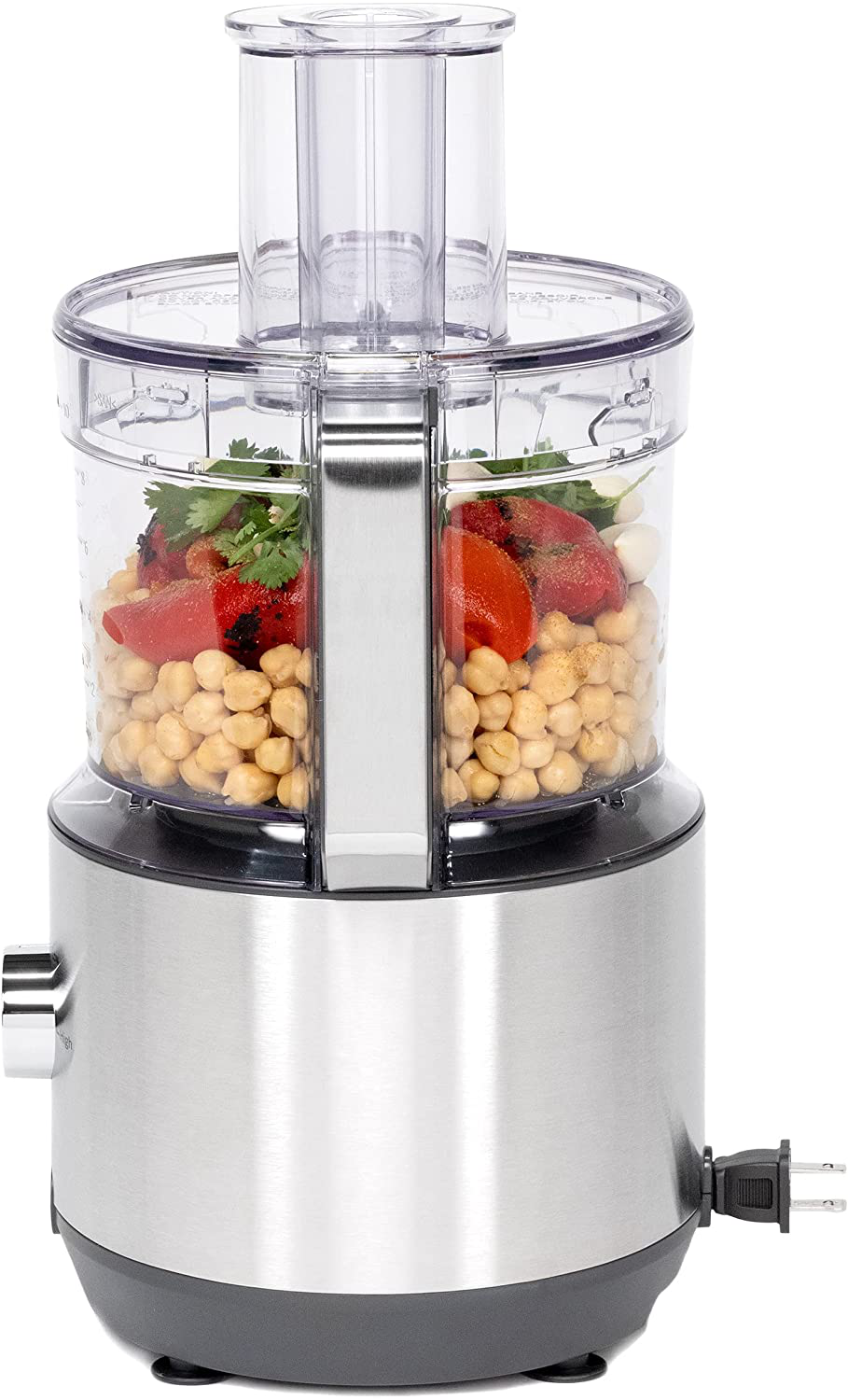 GE Food Processor | 12 Cup | Complete with 3 Feeding Tubes, Stainless Steel Mixing Blade & Shredding Disc | 3 Speed | Great for Shredded Cheese, Chicken & More | Kitchen Essentials | 550 Watts