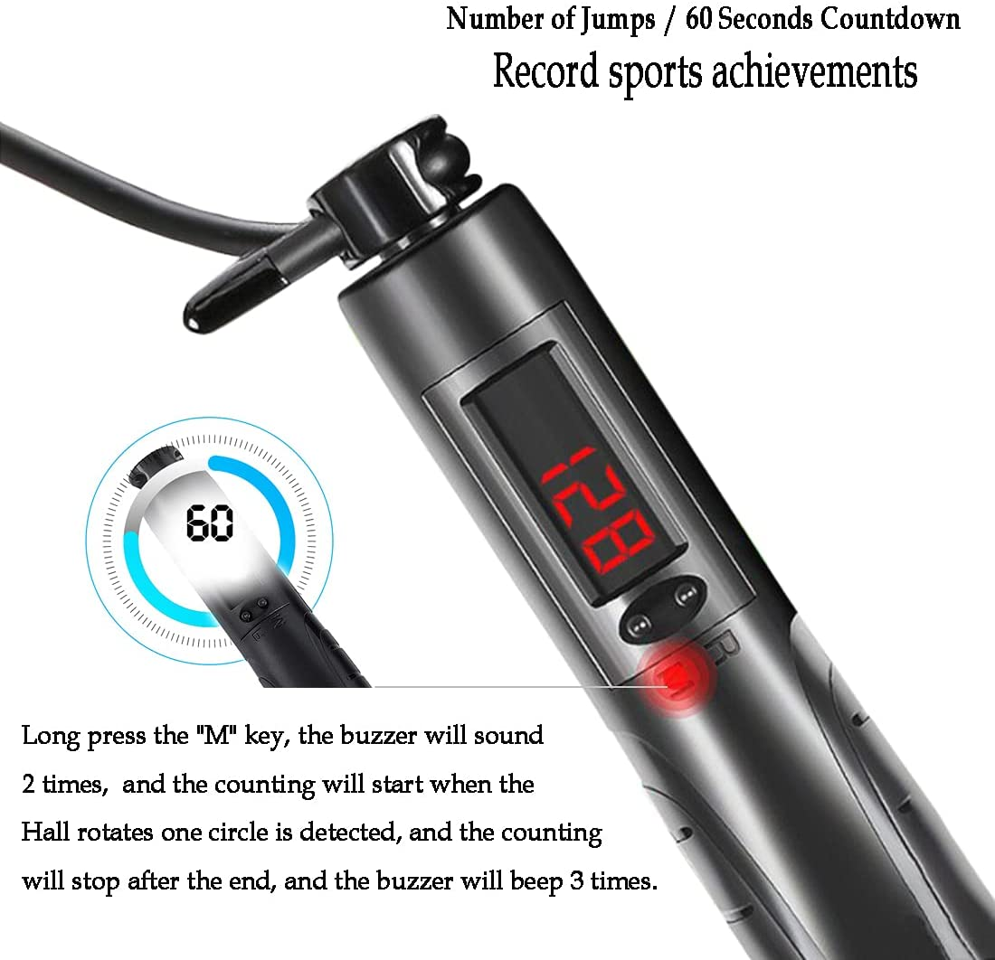 Jump Rope, Speed Skipping Rope with Digital Counter, Jumping Rope with Adjustable Length, Cordless Jump Rope for Indoor and Outdoor Workout for Men Women Kids