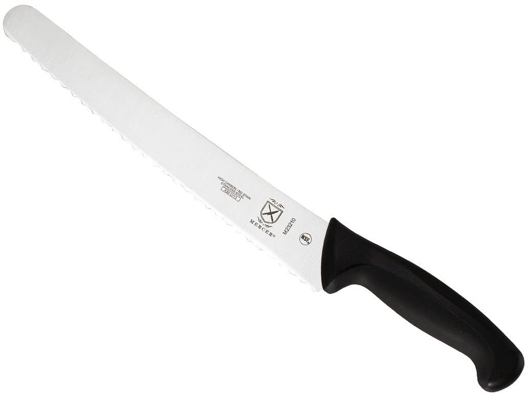 Mercer Culinary M23210BL Bread Knife, 10-Inch Wavy Edge Wide, Blue