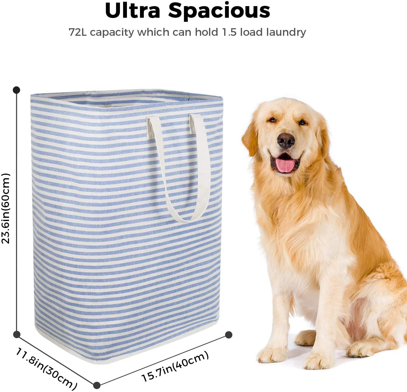 Lifewit 72L Freestanding Laundry Hamper Collapsible Large Clothes Basket with Easy Carry Extended Handles for Clothes Toys, Blue