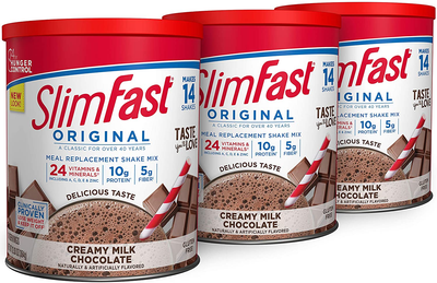 Slimfast Meal Replacement Powder, Original Creamy Milk Chocolate, Weight Loss Shake Mix, 10G of Protein, 14 Servings (Pack of 3)