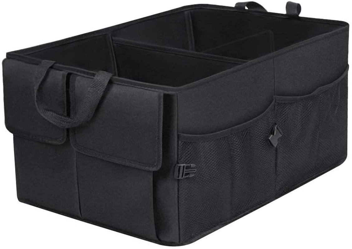 Car Trunk Organizer, Trunk Organizer for SUV, 8 Pocket Backseat Trunk Organizer, Waterproof, Dust-Proof, Durable Foldable Cargo Net Storage for More Trunk Space with Adjustable Straps, Black