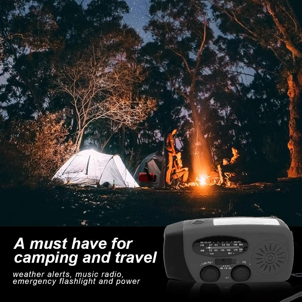 Upgrade Portable Solar Emergency Weather Radio Hand Crank AM/FM NOAA Survival Radios with LED Flashlight 1000mAh Power Bank for Smart Phone for Home Outdoor Camping Traveling Earthquake