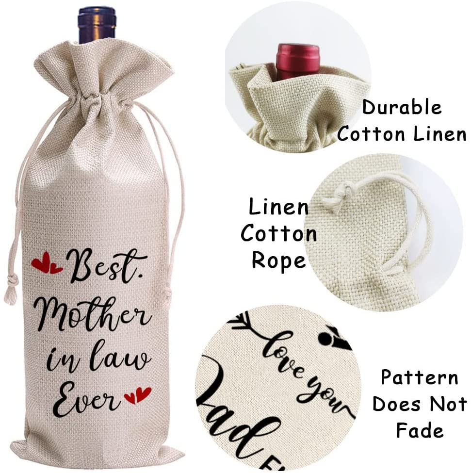 Best Mother in Law Everwine Bag, Mother in Law Wine Bag, Mother in Law Gift, Mother in Law Baptism, Reusable Burlap Drawstring Wine Bag