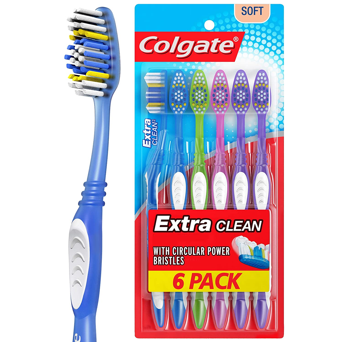 Colgate Extra Clean Full Head Toothbrush, Medium - 6 Count