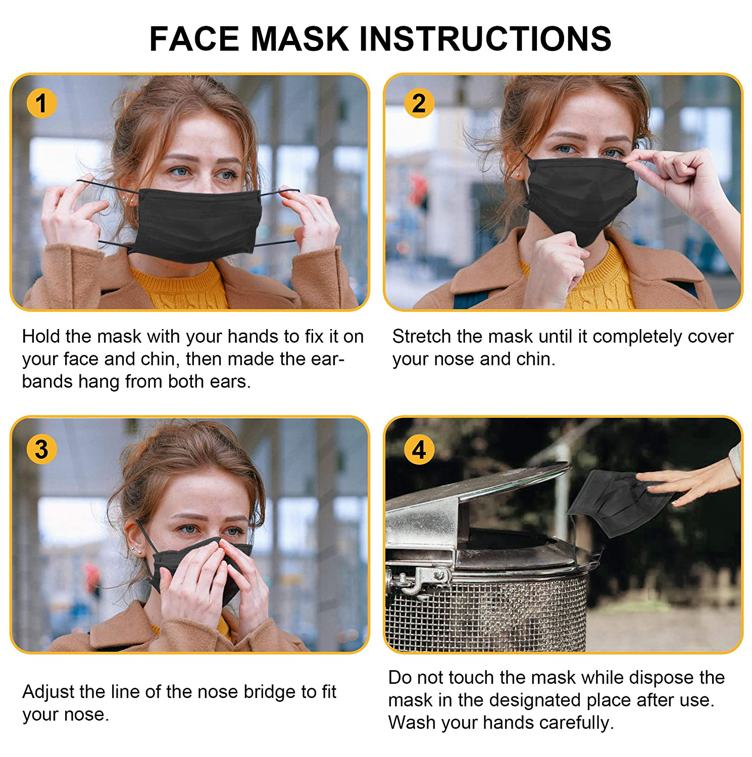 Black Disposable Face Masks,