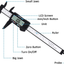 Digital Caliper, 0-6" Electronic Stainless Steel Caliper with Large LCD Screen Vernier Caliper for Length Depth Inner Outer Diameter Measuring
