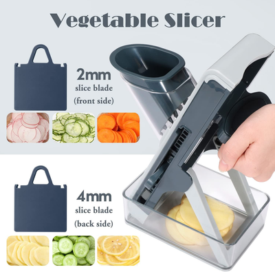 Mandoline Slicer for Kitchen, 4 in 1 Safe Vegetable Chopper Adjustable Food Slicer Julienne Slicer Kitchen Gadget for Potato, Onion, Cucumber, Carrot, Meat(Blue)