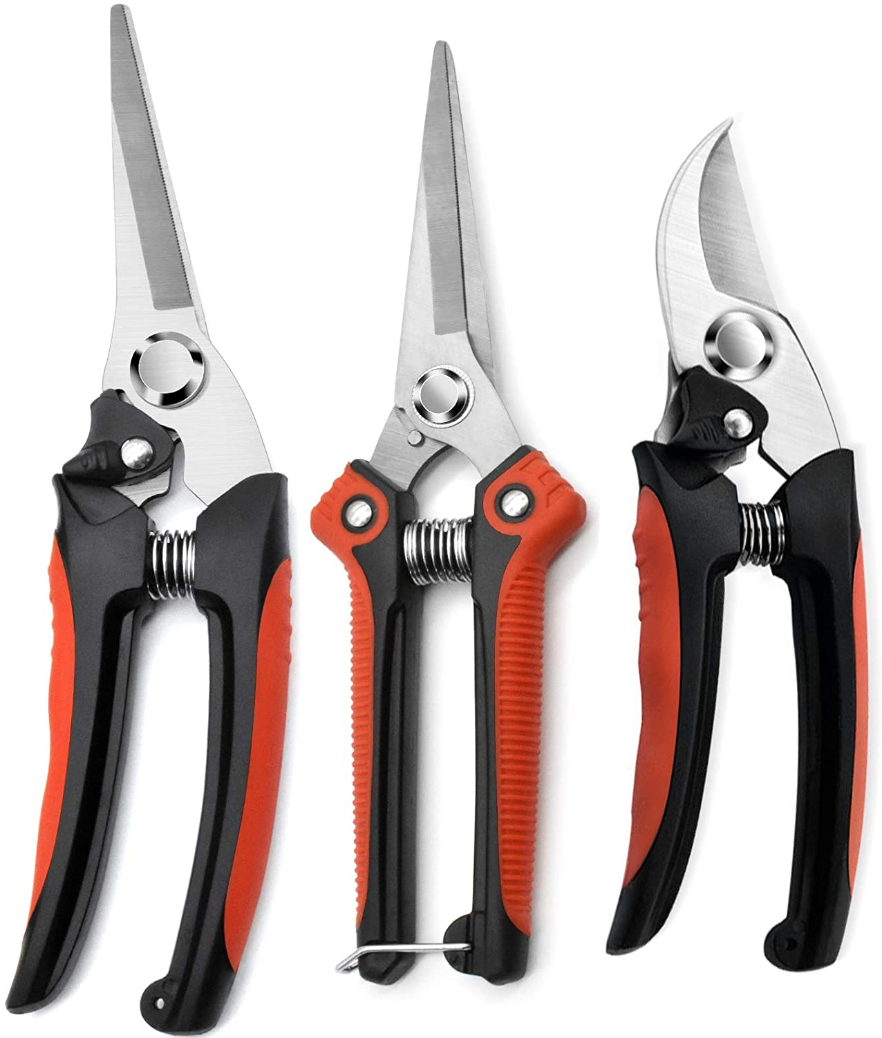 3 Pack Garden Pruning Shears, Stainless Steel Blades Gardening Hand Tools Garden Flower Clipper Pruner Set