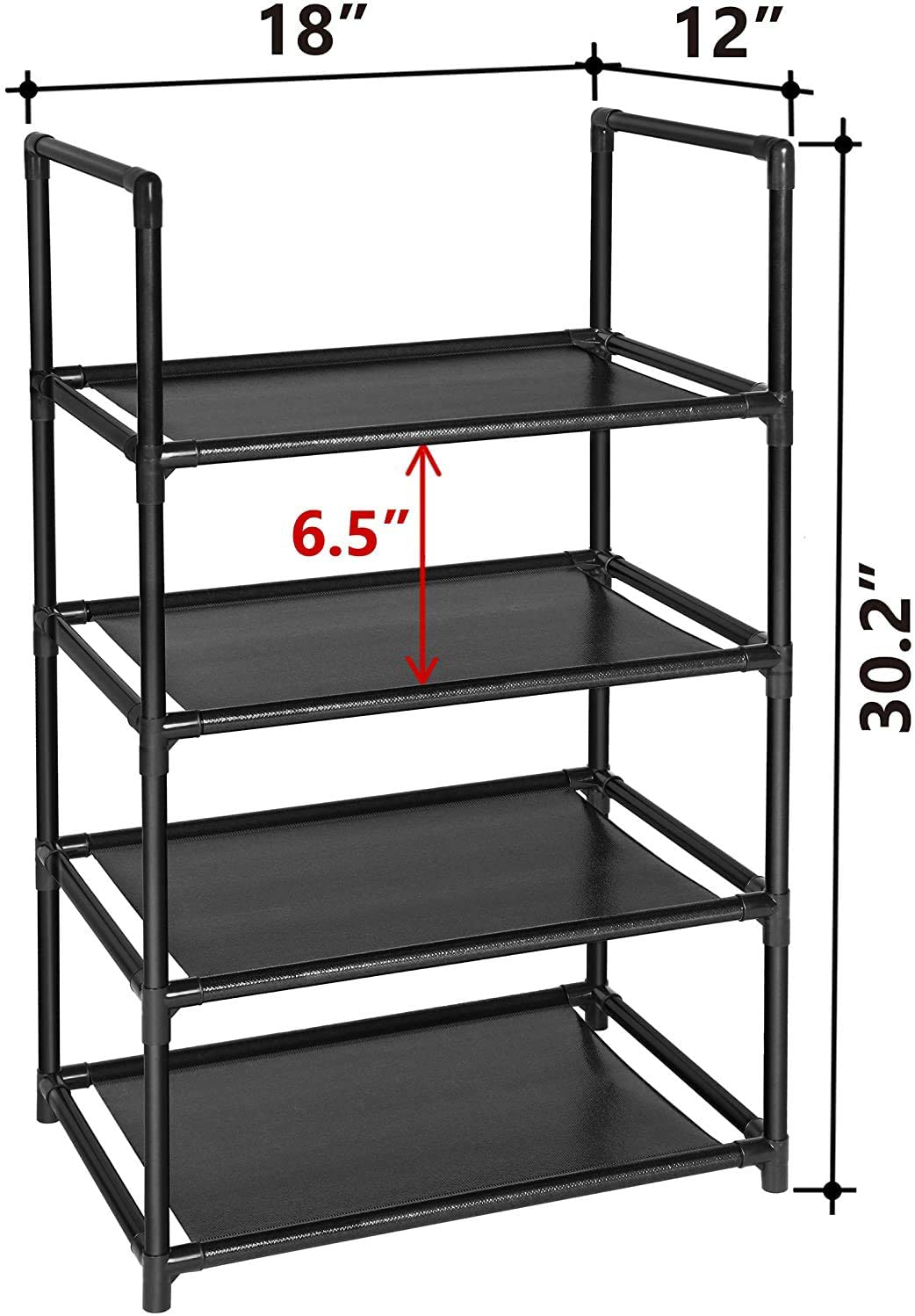 4 or 8 Tiers Black Sturdy Shoe Rack Shelf Non-Woven Fabric Shoe Tower Organizer