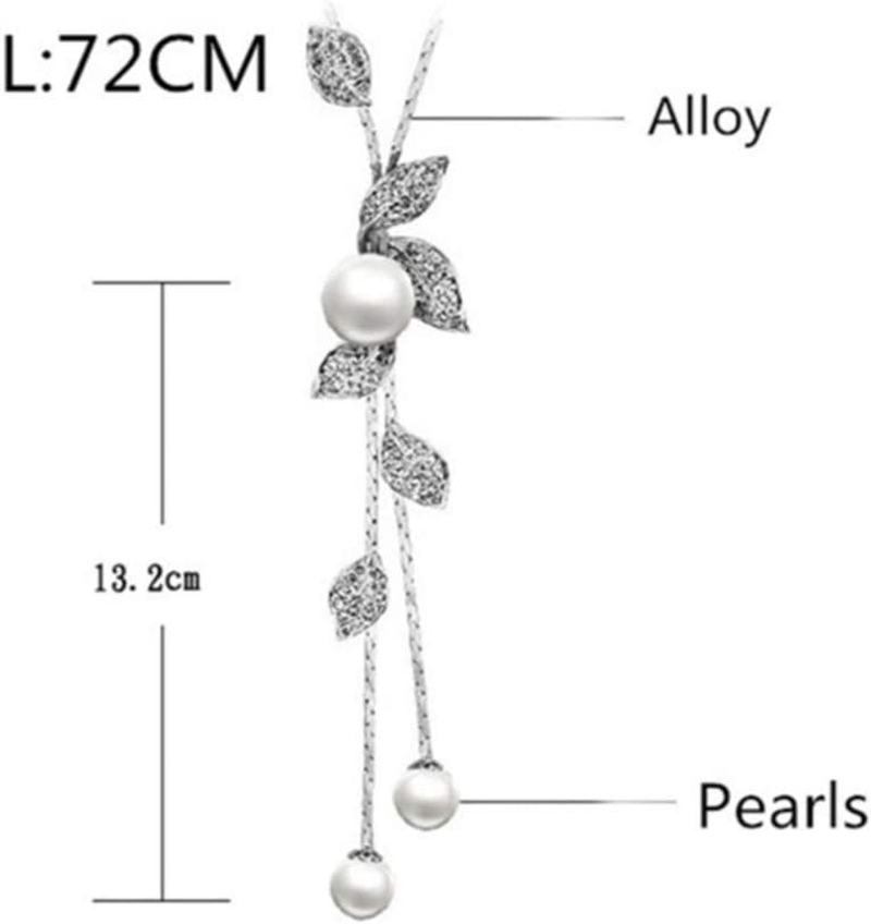 Hithop Necklace for Women Jewelry Tassel Long Sweater Necklaces Pearl Silver
