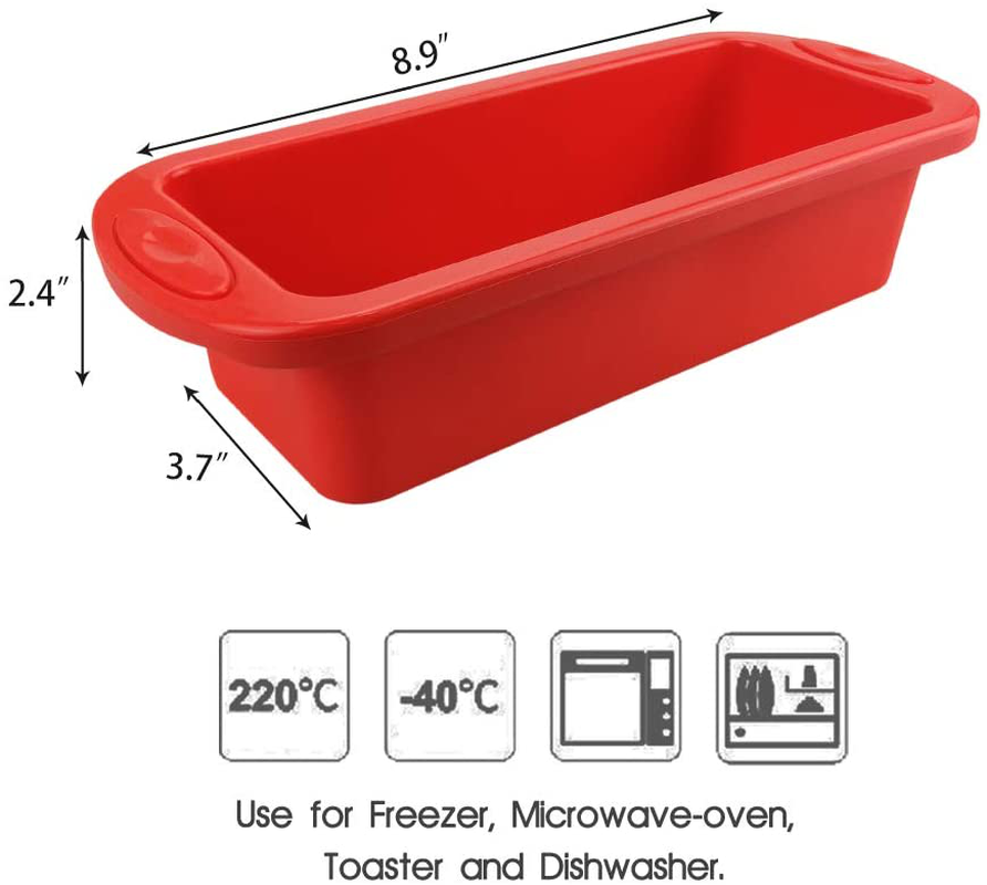 Silicone Bread and Loaf Pans - Set of 2 - SILIVO Non-Stick Silicone Baking Mold for Homemade Cakes, Breads, Meatloaf and Quiche - 8.9"x3.7"x2.5"