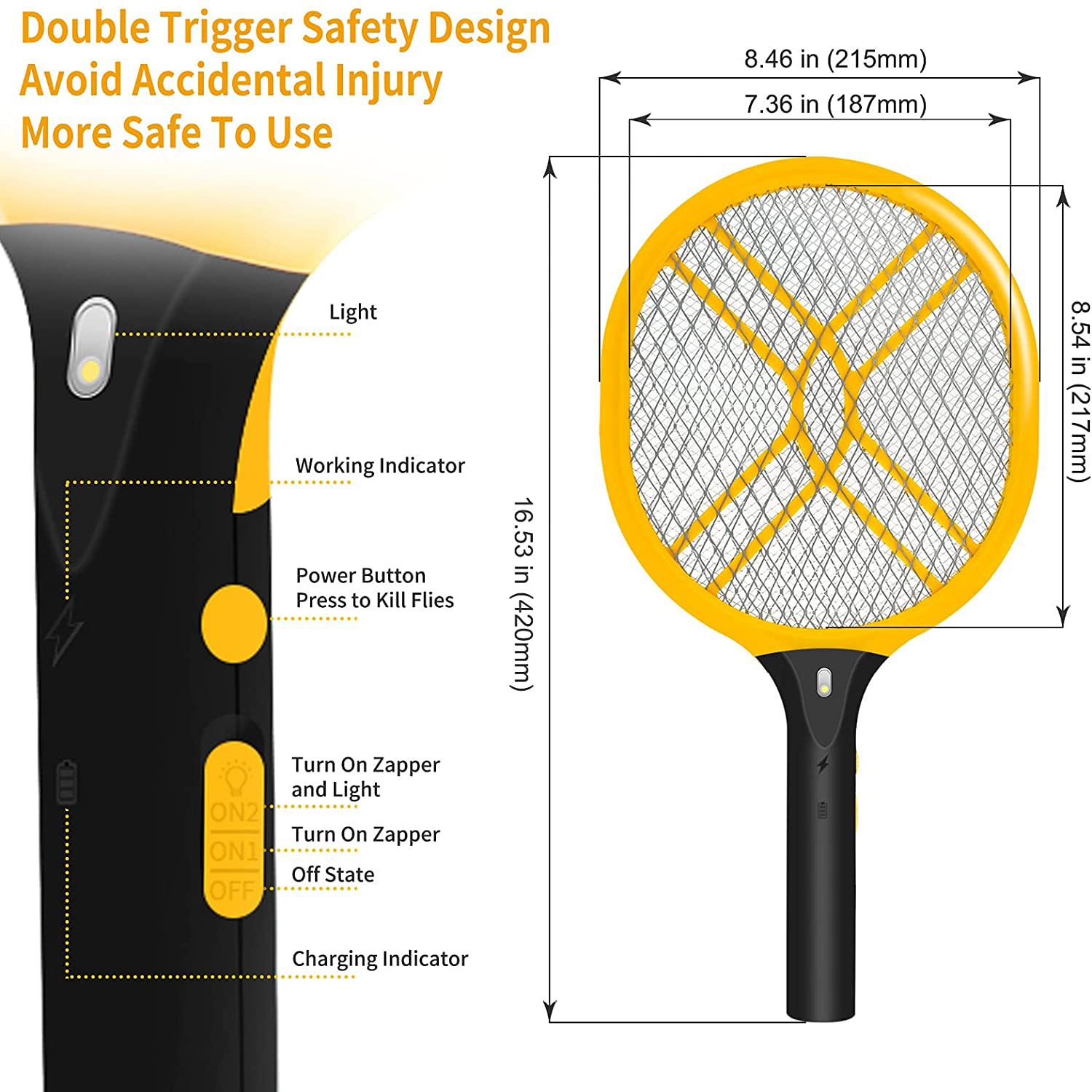 Faicuk Handheld Bug Zapper Racket Rechargeable Mosquito Killer (1 Pack)