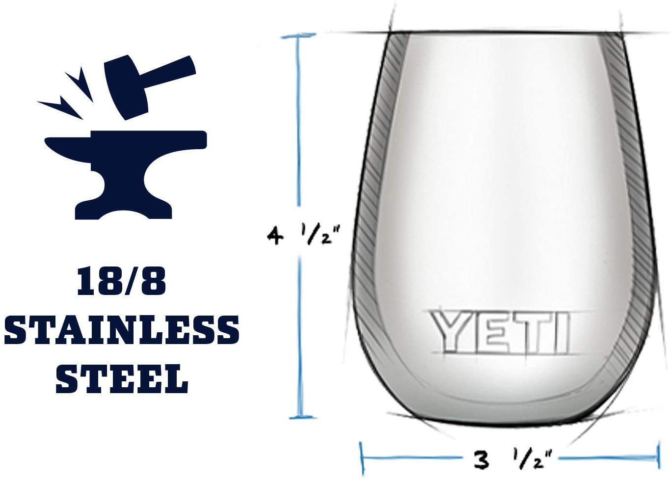 YETI Rambler 10 oz Wine Tumbler, Vacuum Insulated, Stainless Steel with MagSlider Lid, White