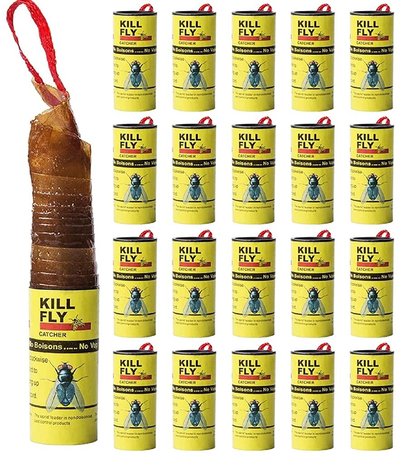 20 Pack Sticky Fly Strips Tape Ribbon, Fly Trap Catcher, Gnat Killer Indoors/Outdoors