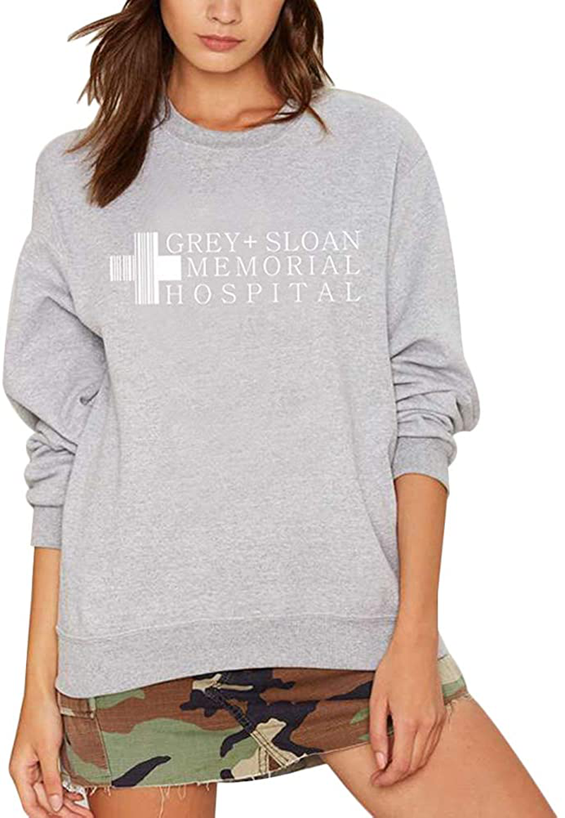 Women’s Long Sleeve Pullover Sweatshirt Crew Neck Letter Logo Printed Loose Sweatshirts