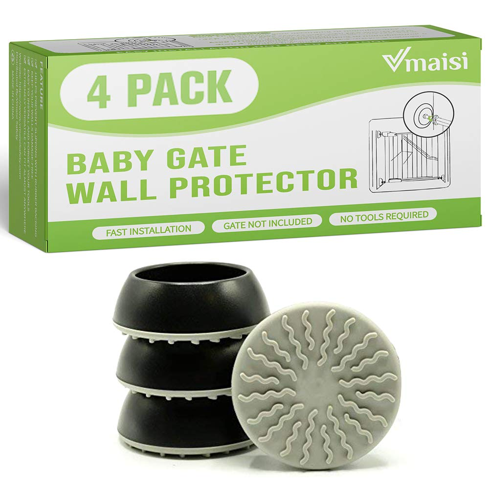 4 Pack Baby Gates Wall Cups, Safety Wall Bumpers Guard Fit for Bottom of Gates, Doorway, Stairs, Baseboard, Work with Dog Pet Child Kid Pressure Mounted Gates
