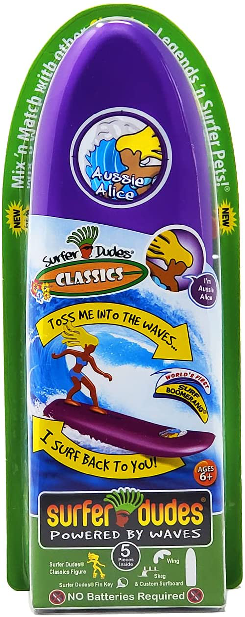 Surfer Dudes Classics Wave Powered Mini-Surfer and Surfboard Toy - Donegan Doolin - Green