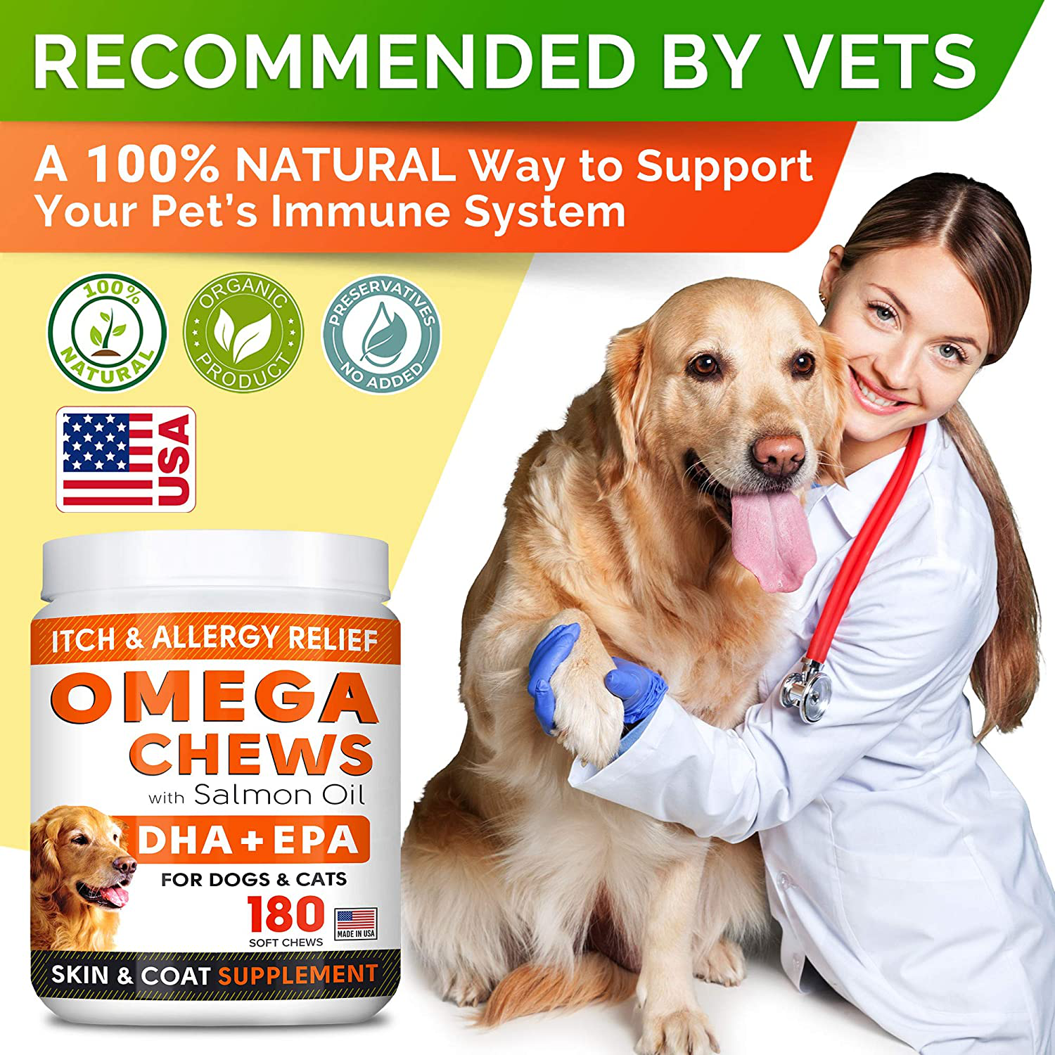 Omega 3 Treats for Dogs - Allergy Relief, Joint Health, Itch Relief, Shedding, Skin, Coat Supplement - Alaskan Salmon Oil Chews
