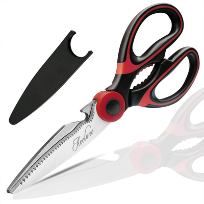 Kitchen Shears, Acelone Premium Heavy Duty Shears Ultra Sharp Stainless Steel Multi-function Kitchen Scissors for Chicken/Poultry/Fish/Meat/Vegetables/Herbs/BBQ… (Red black)