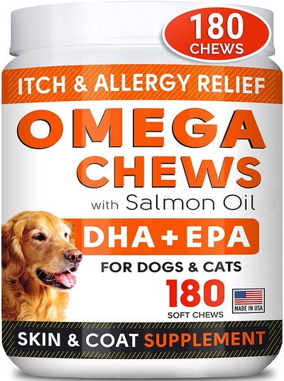 Omega 3 Treats for Dogs - Allergy Relief, Joint Health, Itch Relief, Shedding, Skin, Coat Supplement - Alaskan Salmon Oil Chews