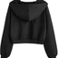 ROMWE Women's Casual Long Sleeve V Neck Drawstring Crop Top Hoodies Sweatshirt