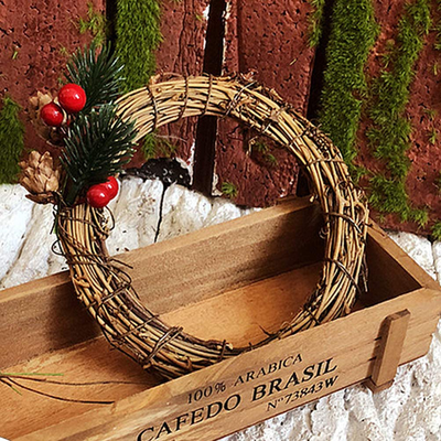 NUOBESTY 2 Rolls Grapevine Wreath Christmas Vine Branch Wreath Holiday Rattan Twig Wreath Garland for DIY Craft Front Door Wall Fireplace Hanging Decoration