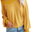 Adreamly Women's V Neck Long Sleeve Waffle Knit Top Off Shoulder Oversized Pullover Sweater