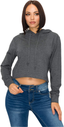 GLASS TWO Women's Crop Hoodie – Casual French Terry Long Sleeve Cropped Pullover Sweatshirt Active Workout Hooded Top