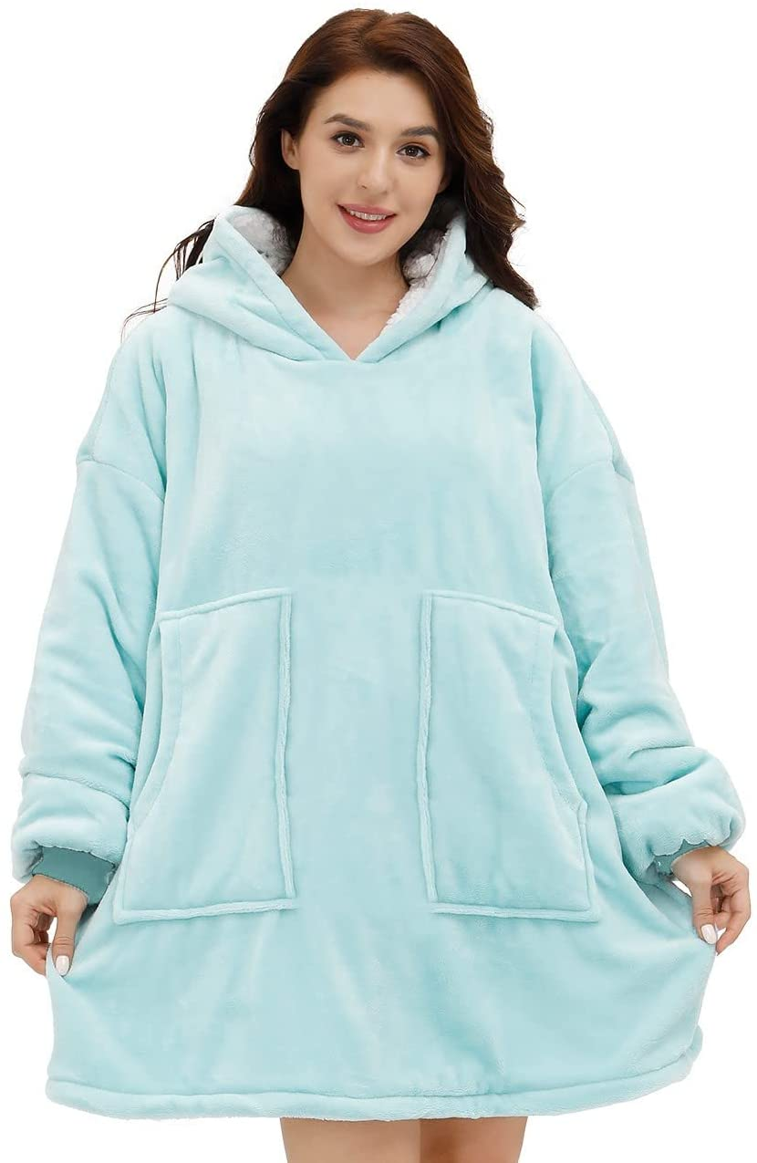 Oversized Wearable Sherpa Fleece Blanket Hoodie Comfortable Soft Warm Thick Hoodie Blanket