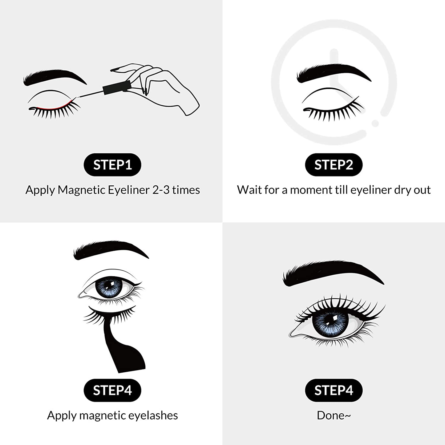 BEPHOLAN Magnetic Eyelashes with Eyeliner Kit, 5 Styles and Comes with 2 Tubes of Magnetic Eyeliner, Safe Ingredients&Comfortable, No Glue&Easy to Use, Magnetic Eyelashes Set Five