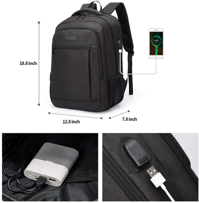 QINOL Travel Laptop Backpack Anti-Theft Work Bookbags With Usb Charging Port, Water Resistant 15.6 Inch College Computer Bag