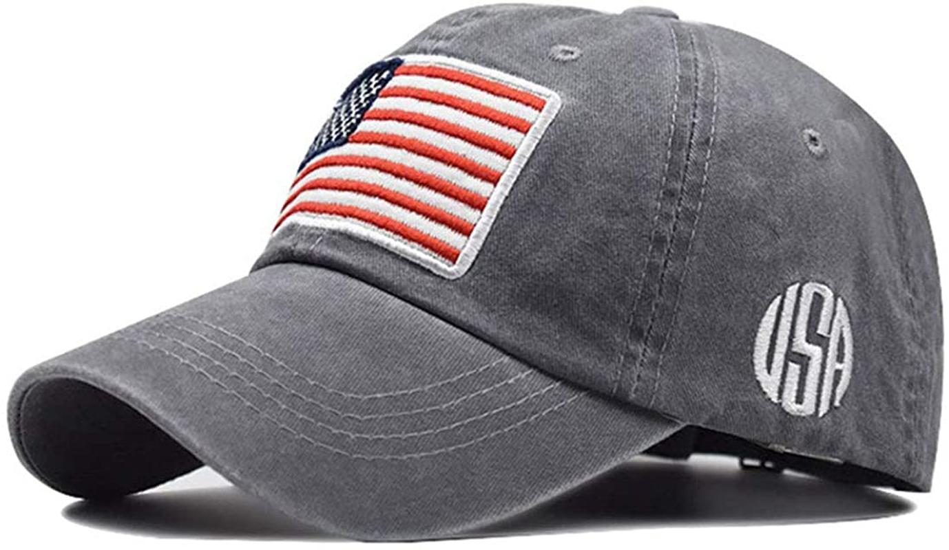 Men'S American-Flag Baseball-Cap Embroidery - Washed Adjustable USA Dad Hat for Women