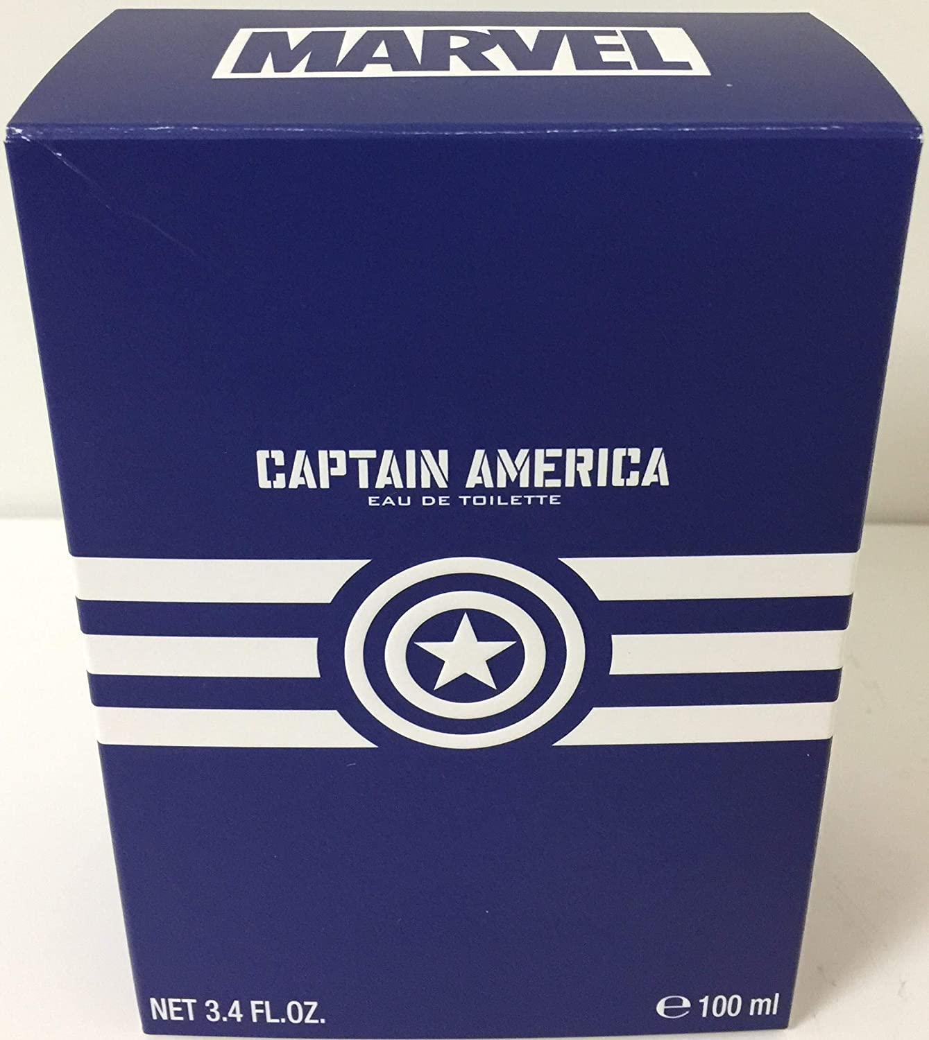 Marvel, Eau De Toilette Cologne Spray Oz 100Ml Made in Spain, Red, White, Blue, Captain America for Men EDT by Air Val International, 3.4 Fl Oz