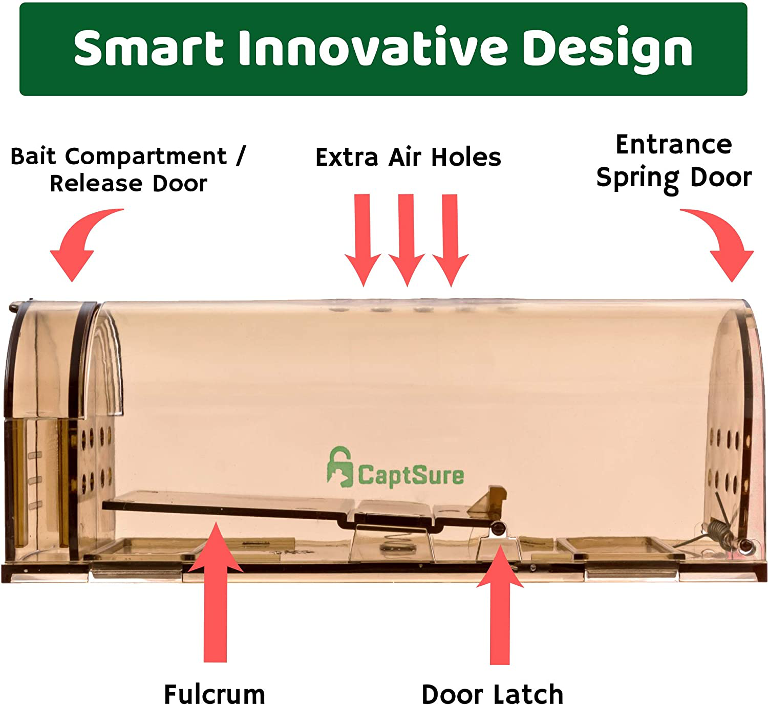 Captsure Original Humane Mouse Traps, Easy to Set, Kids/Pets Safe, Reusable for Indoor/Outdoor Use, for Small Rodent/Voles/Hamsters/Moles Catcher That Works. 2 Pack (Small)