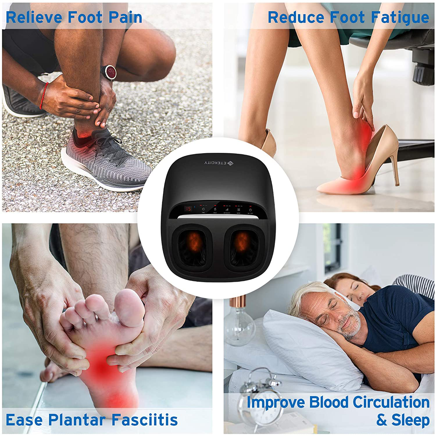 Etekcity Foot Massager Machine with Heat and APP Remote, Gifts for Women Mom Men Dad, Shiatsu Deep Kneading & Multi Air Compression, Relieve Foot Pain and Plantar Fasciitis, Fit up to Men Size 12