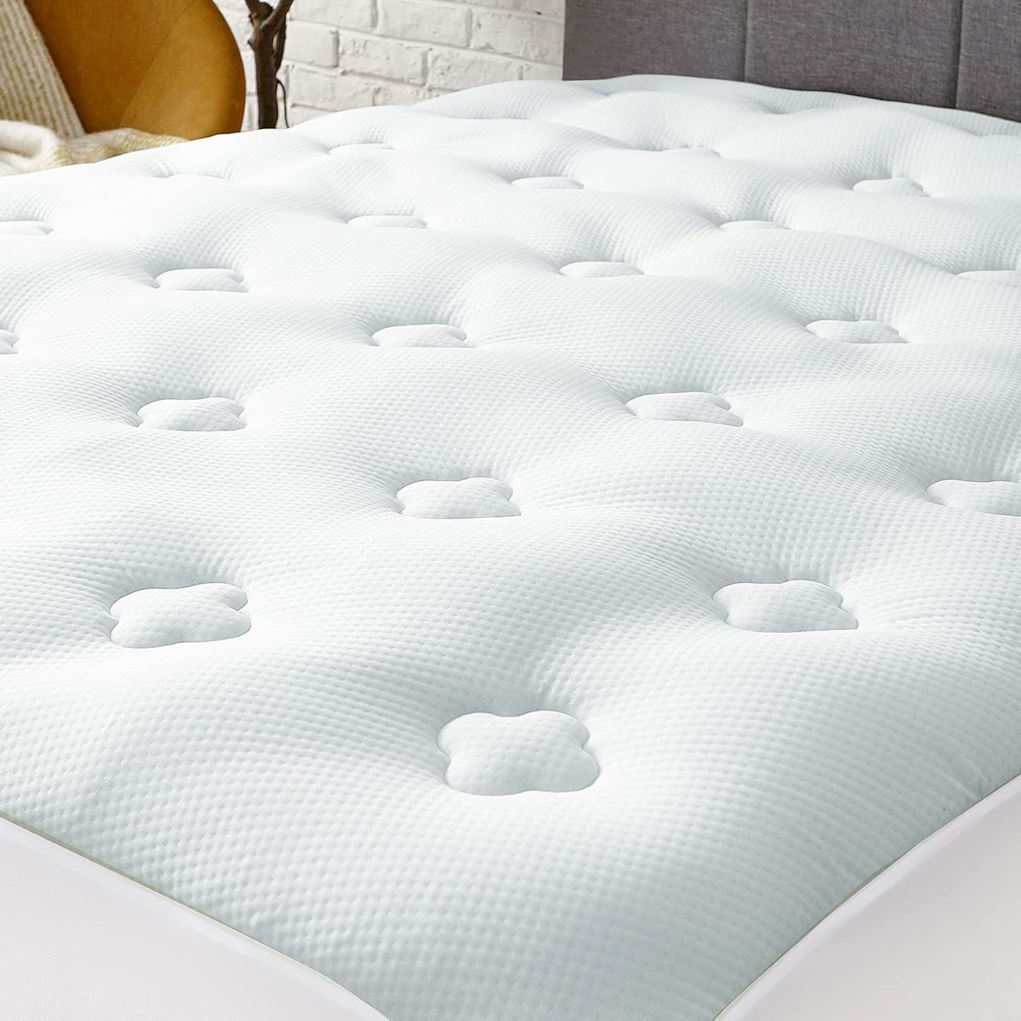 Hansleep Full Memory Foam Mattress Pad Topper, Cooling Gel Bamboo Mattress Pad Fluffy Mattress Protector with Deep Pocket, Breathable Air Mattress Topper Cover, 54x75 Inches