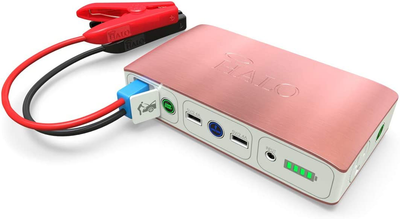 HALO Bolt 58830 Mwh Portable Phone Laptop Charger Car Jump Starter with AC Outlet and Car Charger - Rose Gold