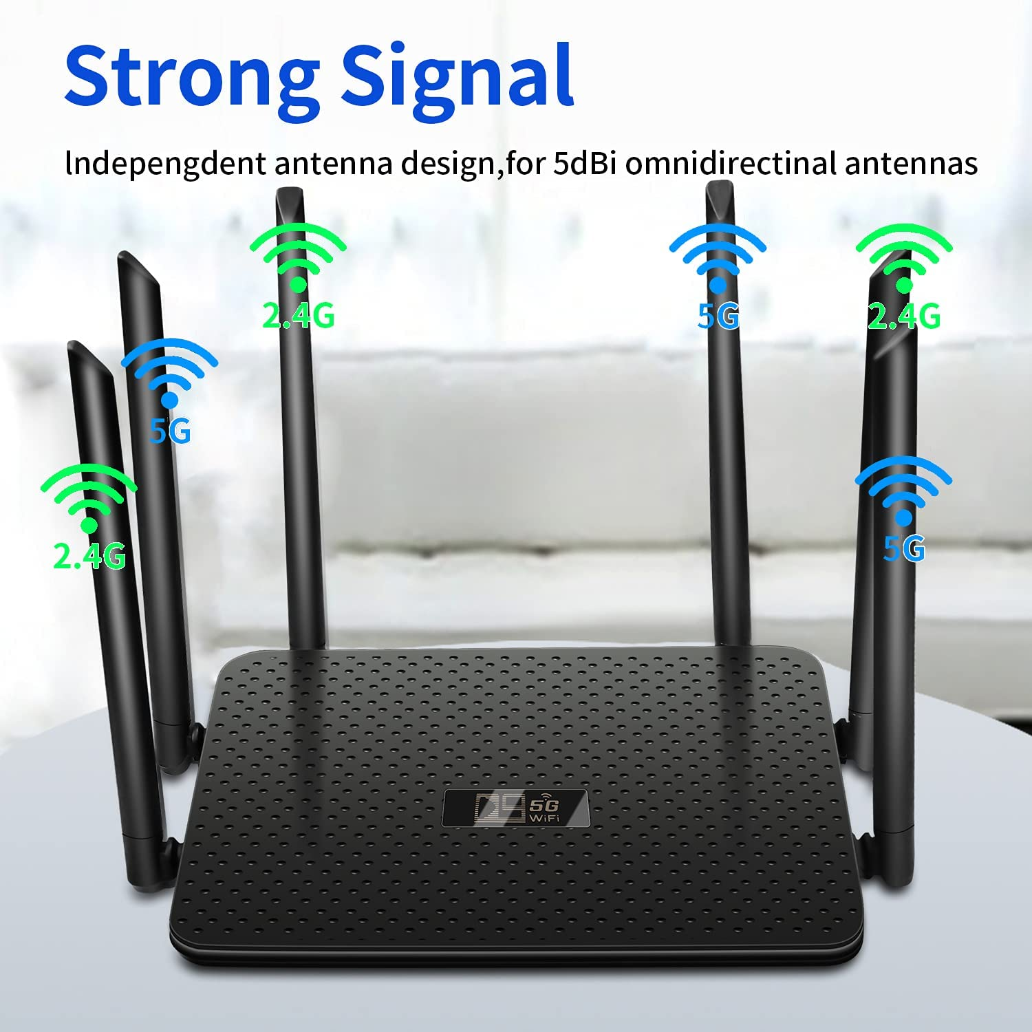 Wifi Router Wireless Internet Routers - 5G Dual Band Gigabit Router Extender Stronger Signal Coverage up to 1200Mbps, 20 Wireless Devices