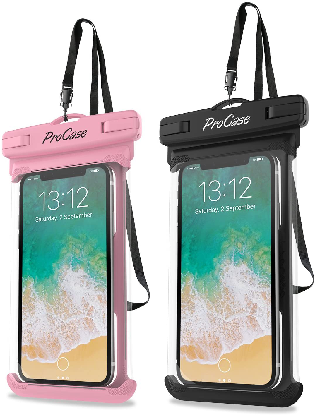 2 Pack Universal Waterproof Case Cellphone Dry Bag Pouch Compatible with iPhone and Android up to 7"