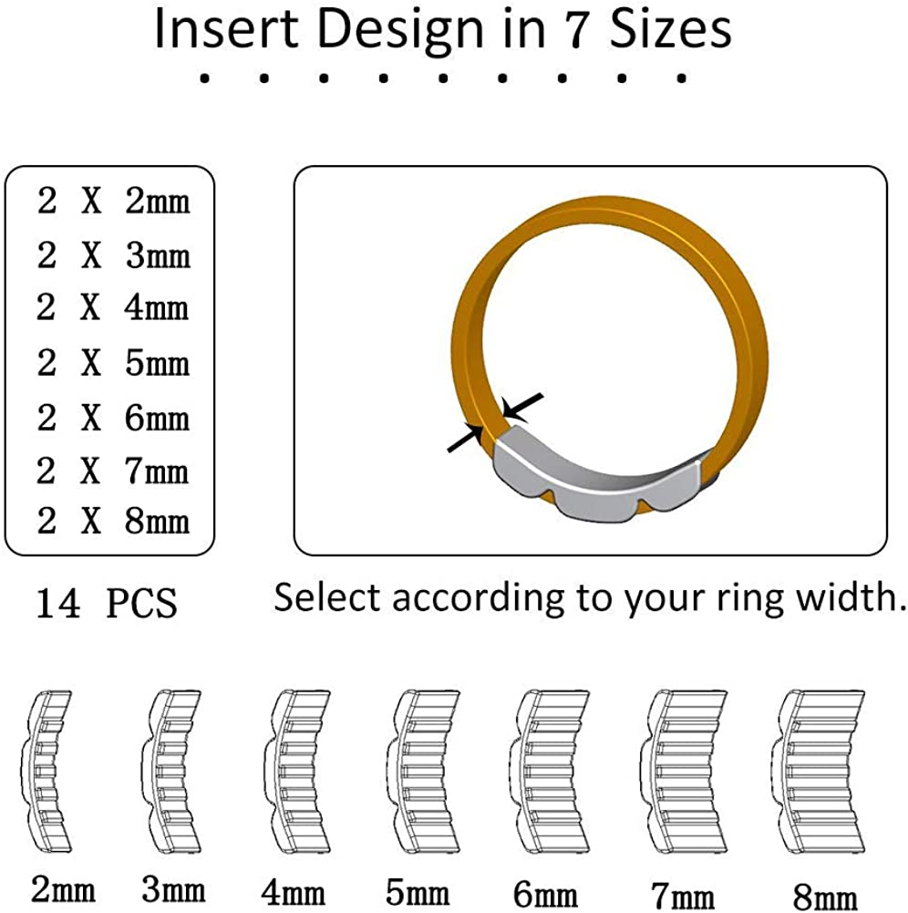 2 Styles Invisible Ring Size Adjuster for Loose Rings – Ring Guard, Ring Sizer, 11 Sizes Fit for Man and Woman Ring