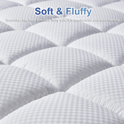 MATBEBY Bedding Quilted Fitted Full XL Mattress Pad Cooling Breathable Fluffy Soft Mattress Pad Stretches up to 21 Inch Deep, Full XL Size, White, Mattress Topper Mattress Protector