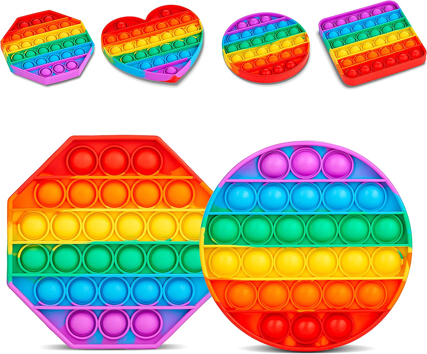 (4 Pack) Pop It Fidget Toys Pop Its Fidgets, Fidget Toy Pack Poppet Figit Sensory Toys, Popit Popits Popper Poppers, Stocking Stuffers for Kids Teens & Adults Rainbow Gifts Girls Boys Toddler Toys