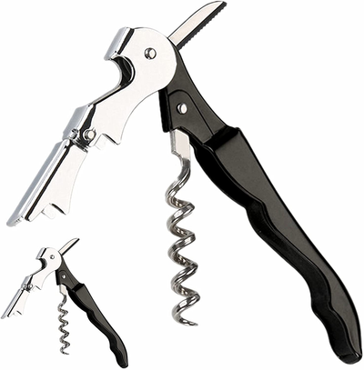 Aoineeseo Waiter Corkscrew, Wine Opener with Serrated Foil Cutter (Black, 4 Pack)