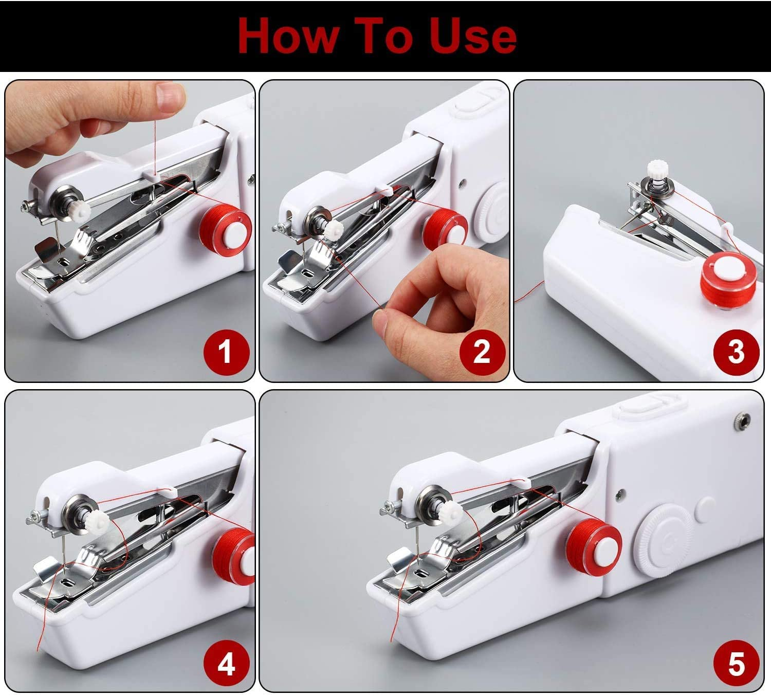 Handheld Sewing Machine Portable Stitching Machine Mini Sewing Machine Accessories with Soft Tape Measure, Sewing Bobbins for Fabric Clothing Kids Cloth, Home and Travel Use