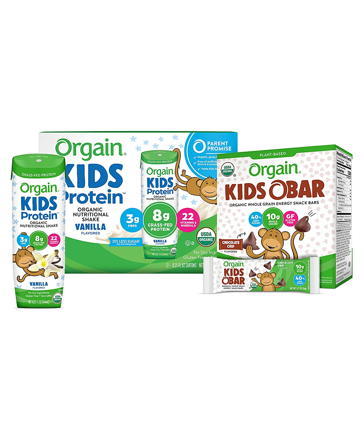 Orgain Organic Kids Protein Nutritional Shake, Strawberry - 8G of Protein, 22 Vitamins & Minerals, Fruits & Vegetables, Gluten Free, Soy Free, Kosher, Non-Gmo, 8.25 Oz, 12 Ct (Packaging May Vary)